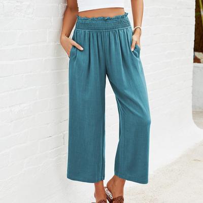 Damen Palazzo-Hose, Sommer, Boho, weit, lässig, lange Hose mit Taschen