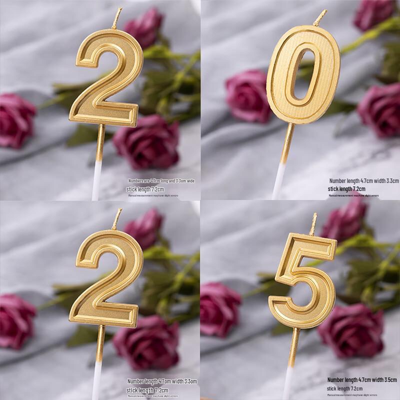 Golden Number Cake Topper Candles