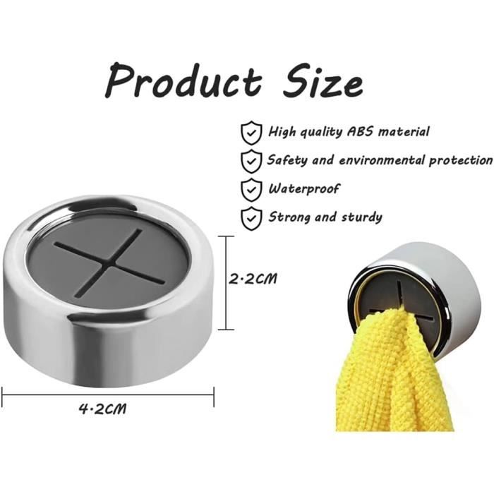 Self-Adhesive Dishcloth Holder - SSS - Round - Silver Metal - 8 Pieces - 4.2 X 2.2 Cm