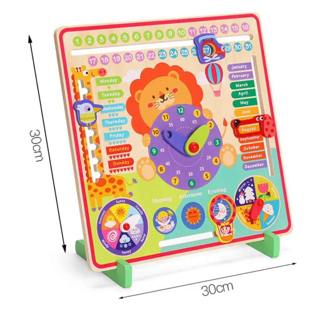 Bambini Dinosauro Calendario in Legno Orologio Giocattoli Educativi Montessori Apprendimento Educativo Ora Meteo Settimana Cognitivo Parish Giocattoli