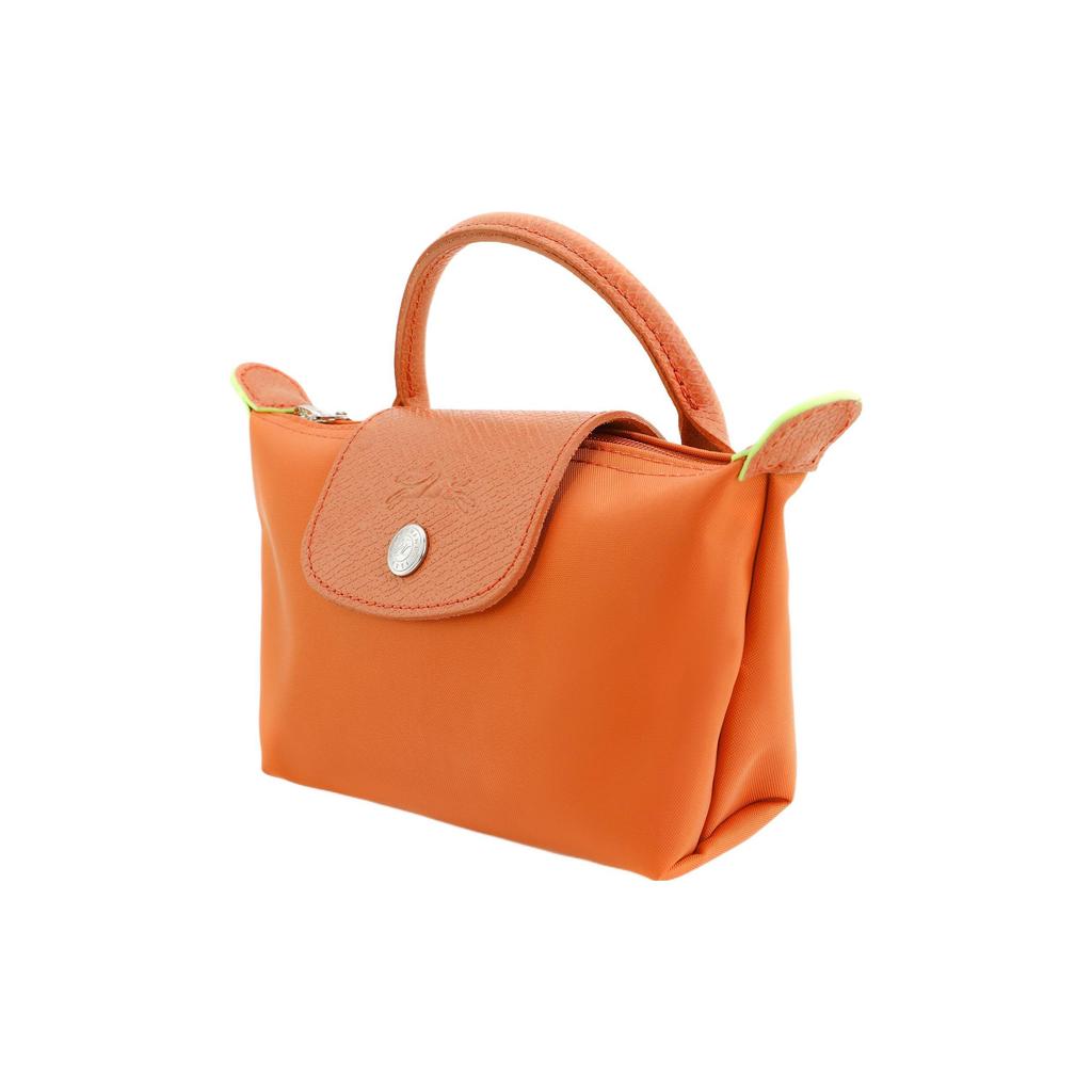 Longchamp Le Pliage Green 17 Snap Zipper Closure Short Handle Tote Bag Women Tote Bags Orange 34175919P69