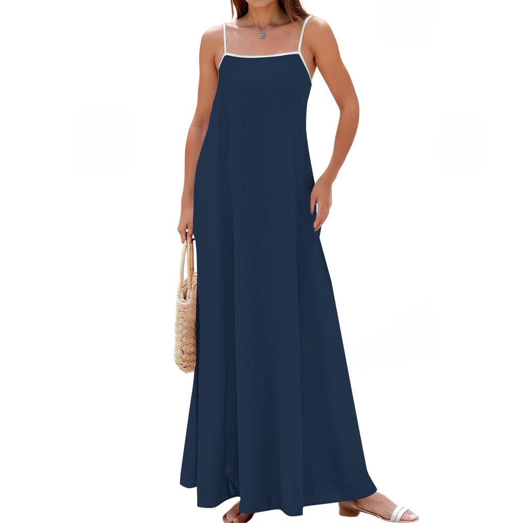 Damen Casual Fashion V-Ausschnitt Langarm Blumendruck Langes Kleid