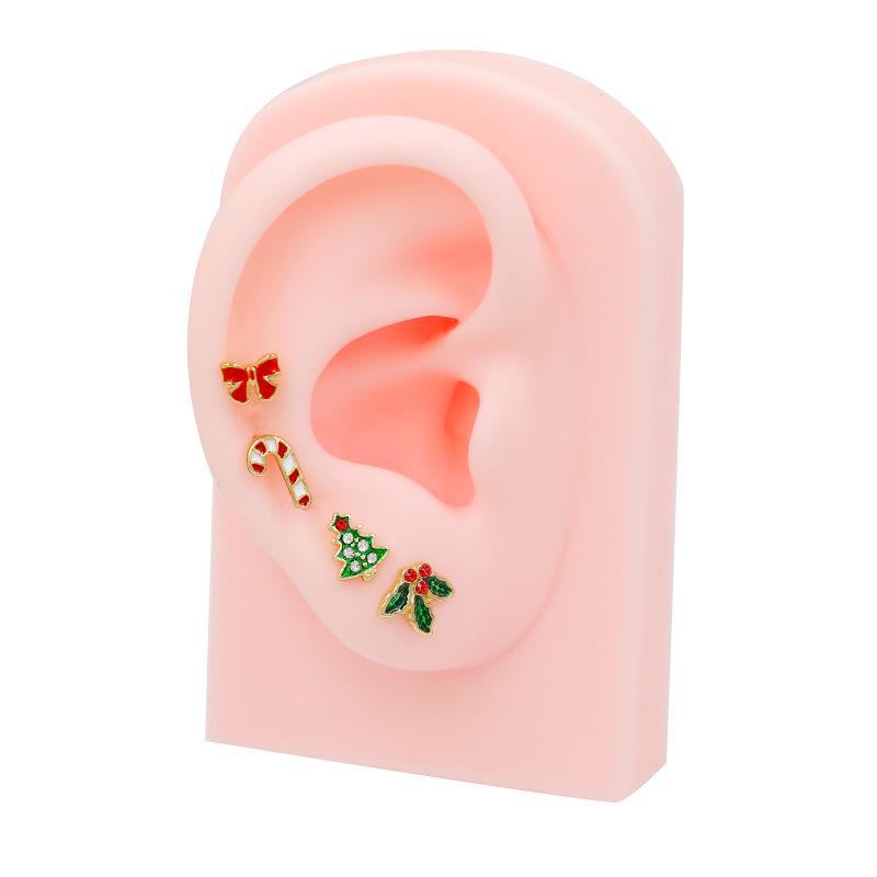 Titanium European & American Fashion Christmas Tree Bow Piercing Earrings - Ear Cartilage Studs Jewelry