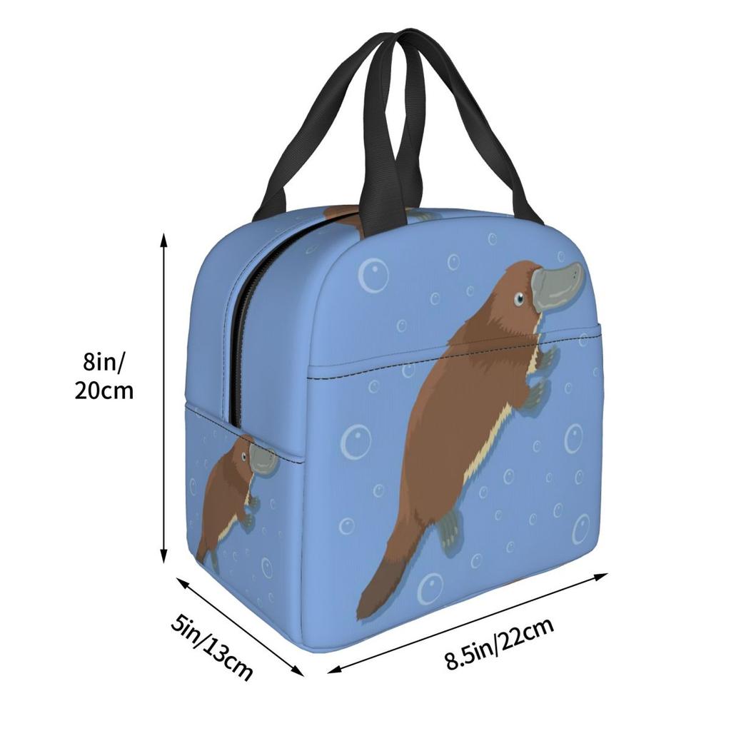 Cartoon Niedlicher Schnabeltier-Druck Isolierte Lunchtasche für Damen Kinder Auslaufsichere Lebensmittelboxen Thermische Lunchbox Tragetasche
