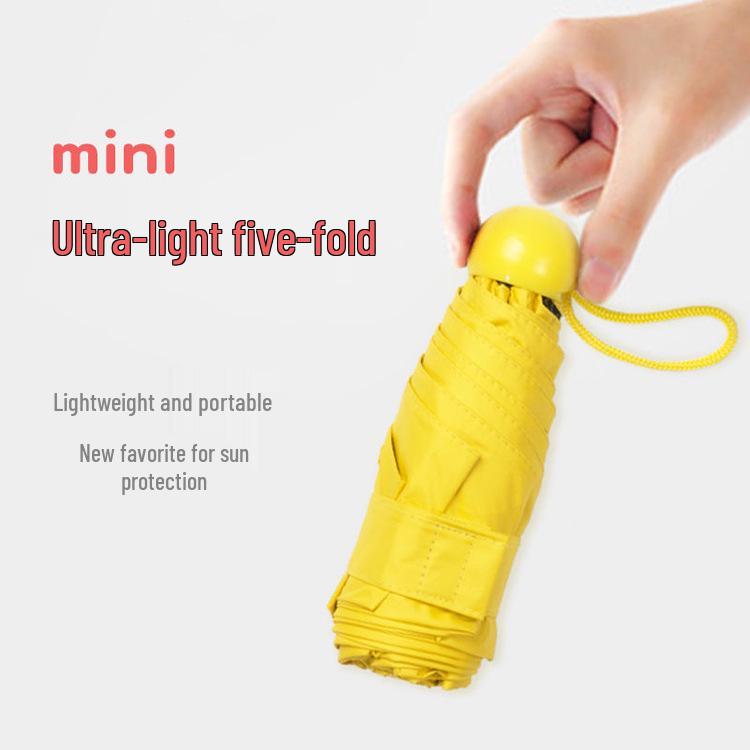 Ultra-Light 6-8 Bone Mini Capsule Umbrella - Compact Sunshade with Glasses Case for Sunny & Rainy Days