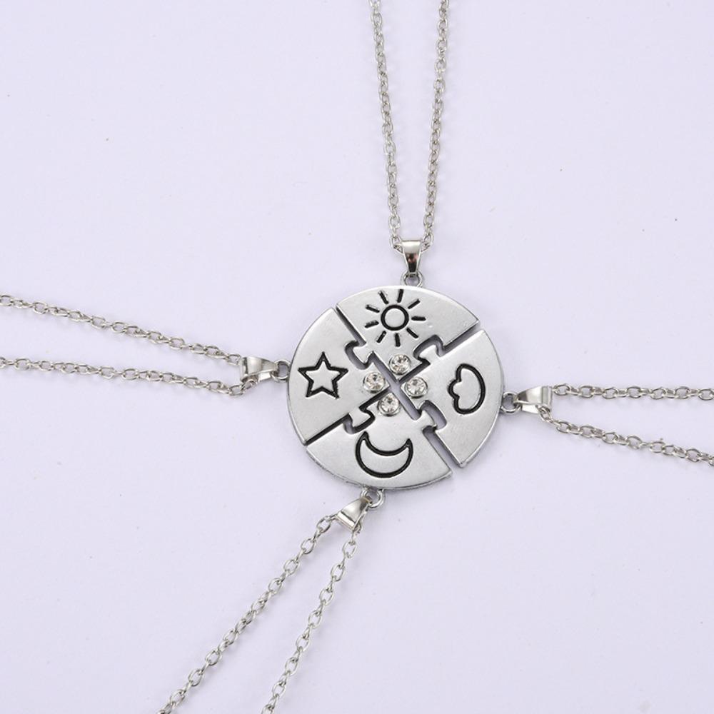 Set di gioielli da 4 pezzi Migliori Amici Per Sempre Collana Sole Luna Nuvola Stella Amicizia