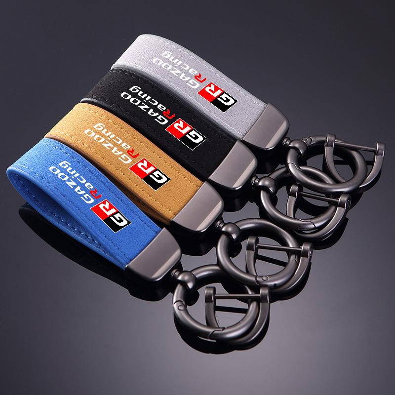 Leather Car Keychain Key Rings Pendant Gifts Holder For Toyota GR Sport Gazoo Racing Hilux Corolla Rav4 Yaris Prius Accessories