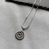 Handmade Y2k Silvery Plated Snake Cord Necklace with Spiral Vortex Stainless Steel Pendant