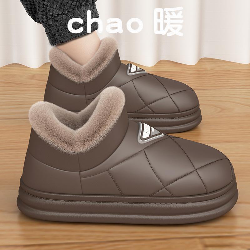 Heel cotton slippers winter velvet warm cotton shoes outdoor bread shoes