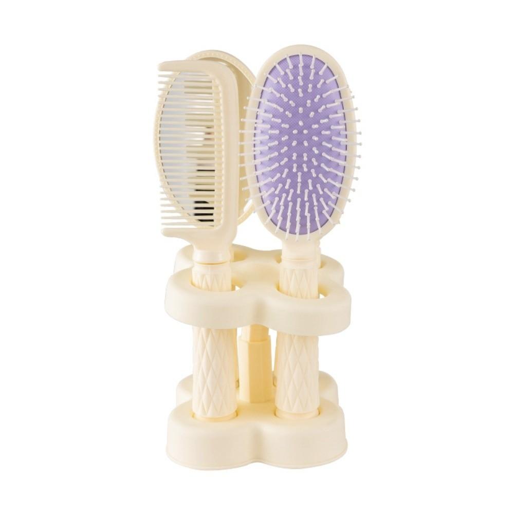 4Pcs Grooming Hair Comb Set Non-slip Styling Salon Massage Comb Anti-static with Makeup Mirror Air Cushion Hair Comb