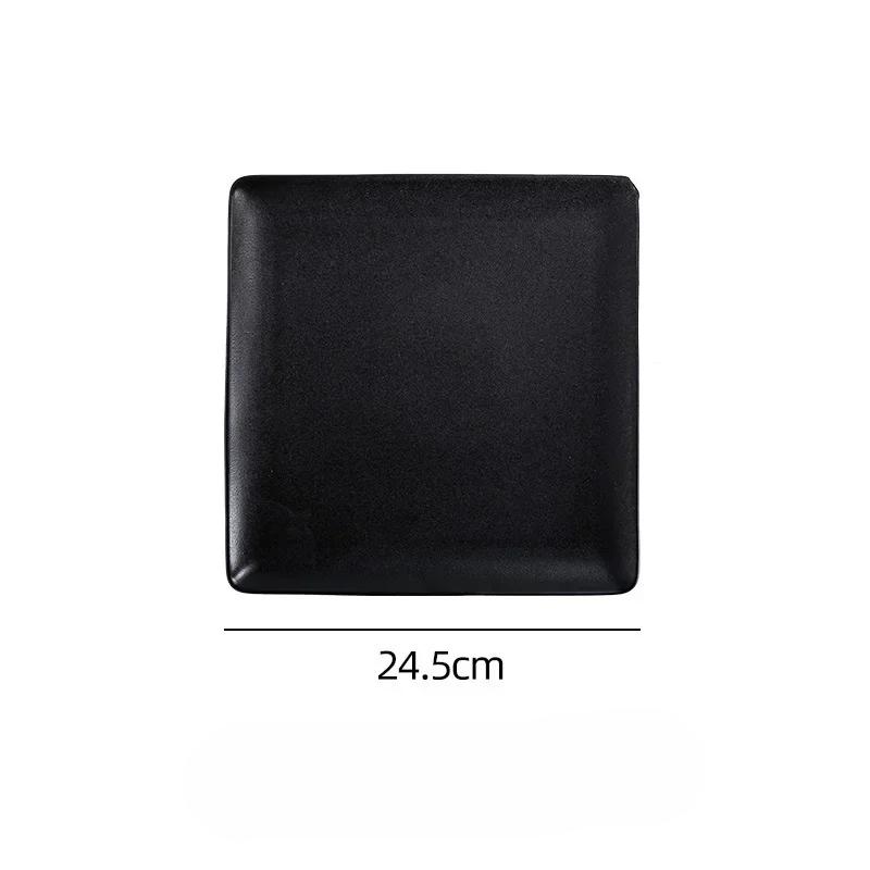 Simple Ins Wind Tableware Black Frosted Ceramic Plate Round Square Western Plate Steak Plate  Household Dinner Plates