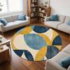 Geometric Color Block Pattern Flannel-printed Round Floor Mats Are Slip-resistant Suitable Living Room Terrace Garden Carpets