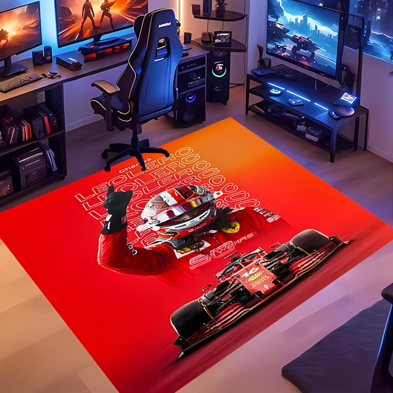 C-charles Leclerc F1 Racing -Themed Entrance Mat,Non-Slip Mat Area Rug,Room Decor,Outdoor Decor,Kitchen Rug,Doormat - Machine Washable,Easy to Clean