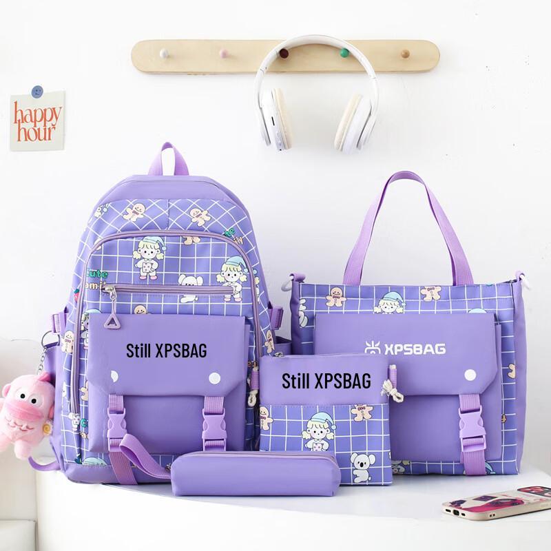 SAIERNA Girls Checkered School Backpack