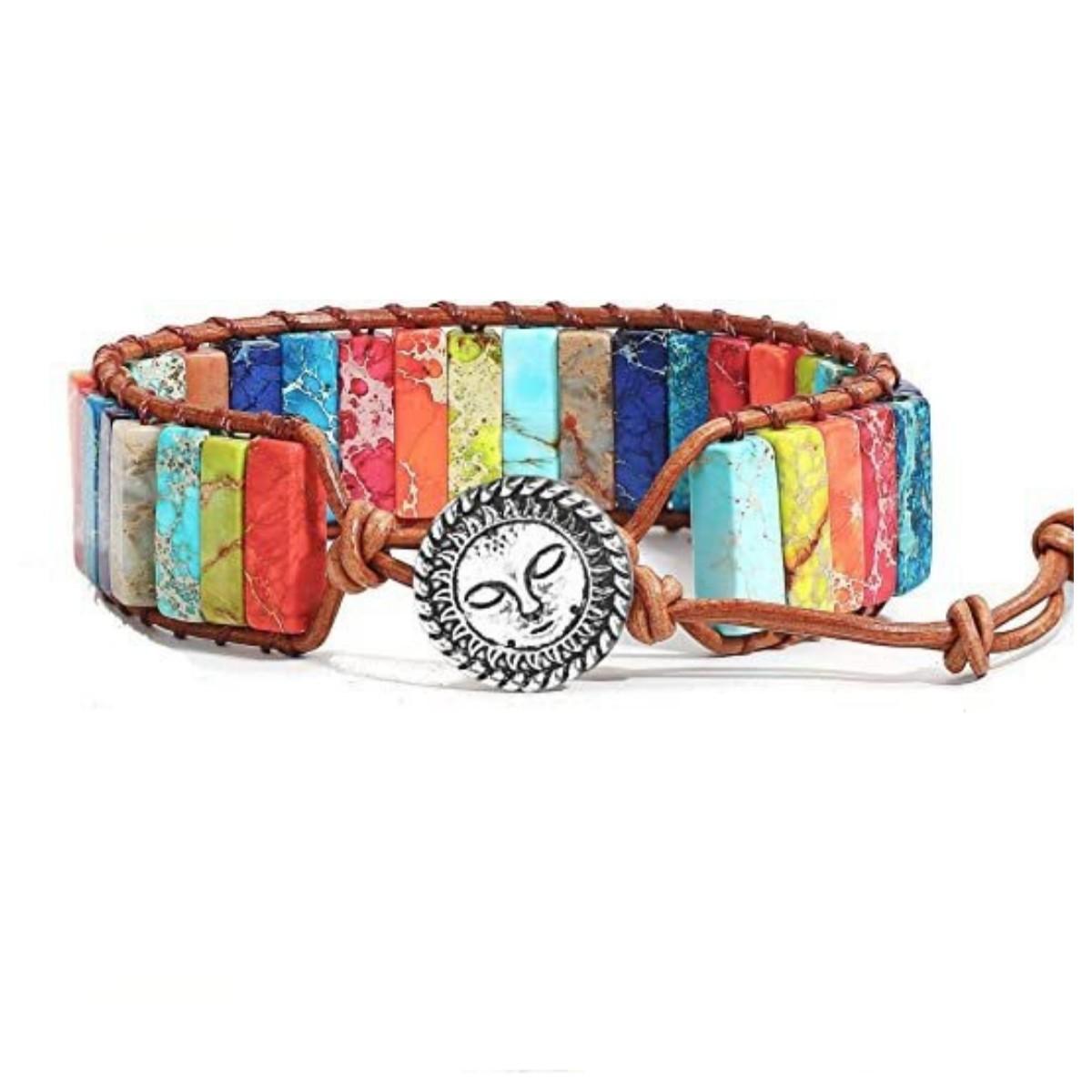 

Плетений браслет із натурального каменю. Богемський креативний браслет ручної роботи, ювелірний подарунок