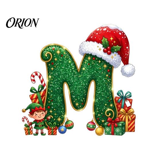 Unique Festive Gift for Family Personalized 26 Alphabet Christmas Ornament with Santa Hat Elf Design, Acrylic Customized Wrapping Tag Hanging