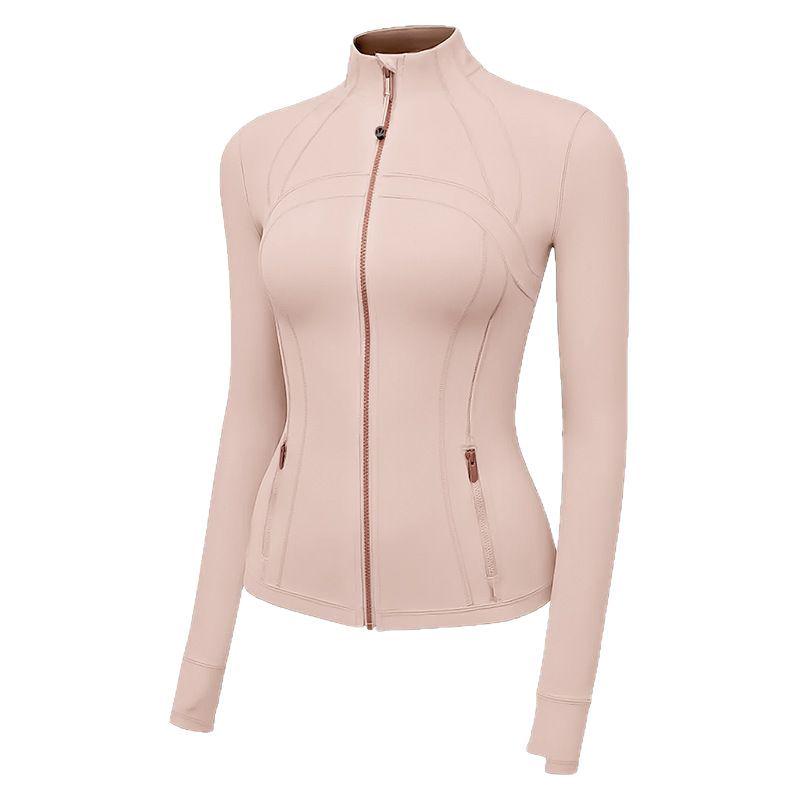 Damen 2.0 Stehkragen Goldener Reißverschluss Hohe Elastizität Laufjacke - Frühling/Sommer Langarm Yogaanzug.