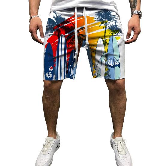 European And American Men'S Summer New 3D Printed Drawstring Loose Sports Shorts Men'S Beach Pants