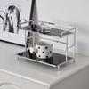Elegant Double-Layer Organizer: Iron Frame for Kitchen, Dressing Table, Bathroom, and More