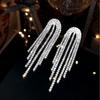 Diamond Rhinestone Fringed Earrings Stylish and Simple Long Earrings