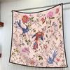 French Style 90CM Square Twill Scarf Shawl Hijabs Luxury Plant Floral Printed Bandana Foulard Neckerchief For Ladies