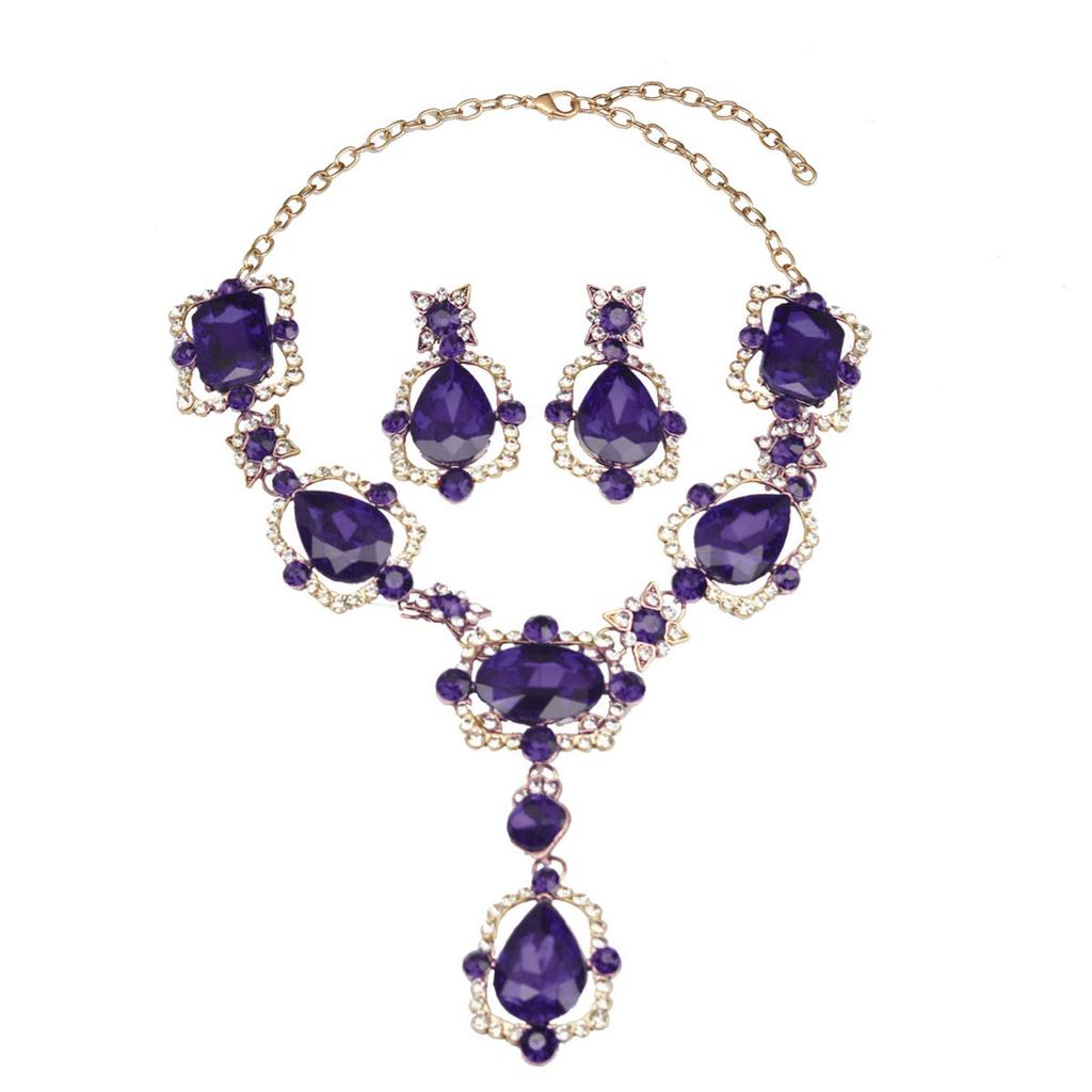 Elegant Crystal Gemstone Necklace And Earrings Set Sparkling Jewelry Set For Formal Occasions Featuring Vintage Designs