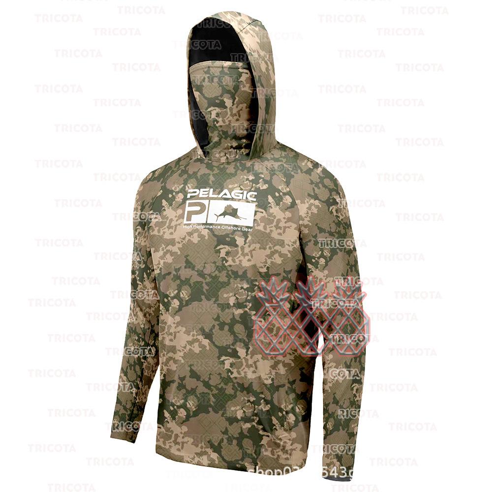 Cross-border Pelagic hooded face towel fishing suit summer long-sleeved sunscreen suit quick-drying breathable luya fishing suit XS