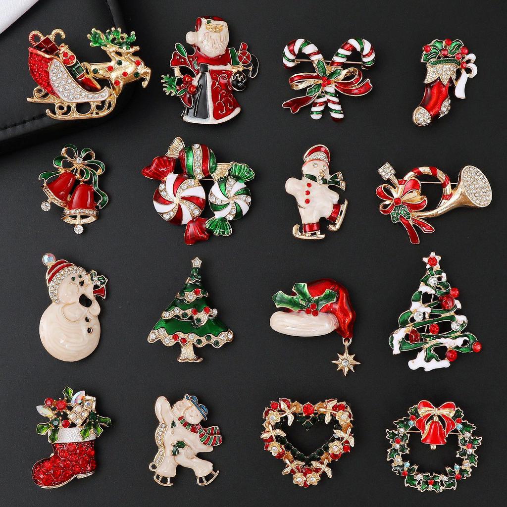 New Holiday Brooch Series: Santa Claus & Christmas Tree Festive Pins