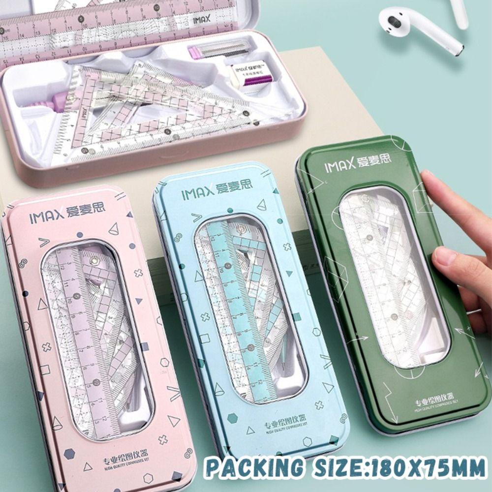 7/8PCS Straight Ruler Ruler Compasses Set Set Square Stationery Ruler Set Office School