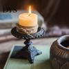 Candle Holder With Storage Basin Heavy Duty Cast Iron Holder, Retro Candlestick Holders, Handcrafted Vintage Rustic Metal Pillar Stand for Dinner Home