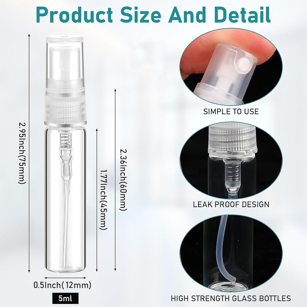 5/10/20/30/50Pcs Mini Spray Bottle Empty Perfume Atomiser Clear Perfume Bottle 3ML 5ML 10ML Refillable Portable Sample Tool 7