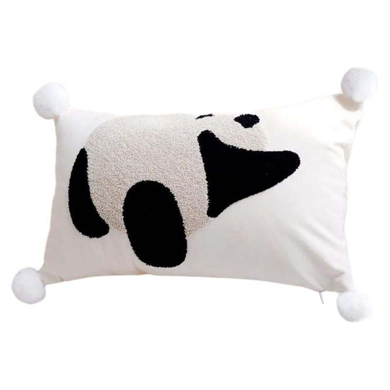 

Panda Embroidered Throw Pillow Cover Comfortable Polyester Pillowcase Removable and Washable Cushion Protector Case