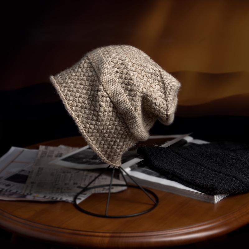 Cashmere Autumn and Winter New Style Women's High End Knitted Outdoor Warm Jacquard Ear Protection Hat Knitted Casual Baotou Hat
