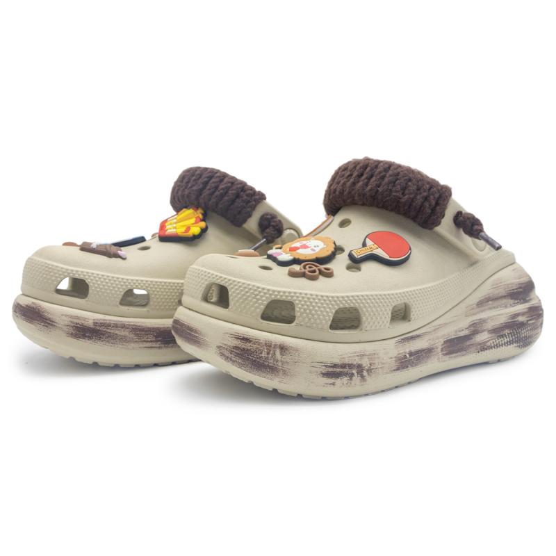 Crocs Crush Clog EVA GREAT WALK Xiongtu French Fries Pie Vibe Style Comfortable and Versatile Hole Shoes Unisex White