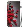 For Samsung Galaxy S25/S24 Leather Case Stand Wallet Pattern Printing Phone Cover with Wrist Strap