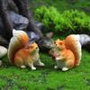 2pcs Squirrel Figures Animal Toy Cake Toppers, Fairy Garden Miniature Squirrel Figurines Collection Playset for Christmas Birthday Gift Desk Decor