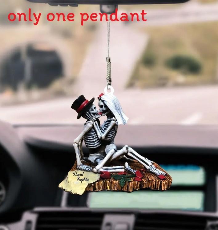 2d Acrylic Heart Couple Skull Car Pendant For Halloween And Decoration Christmas