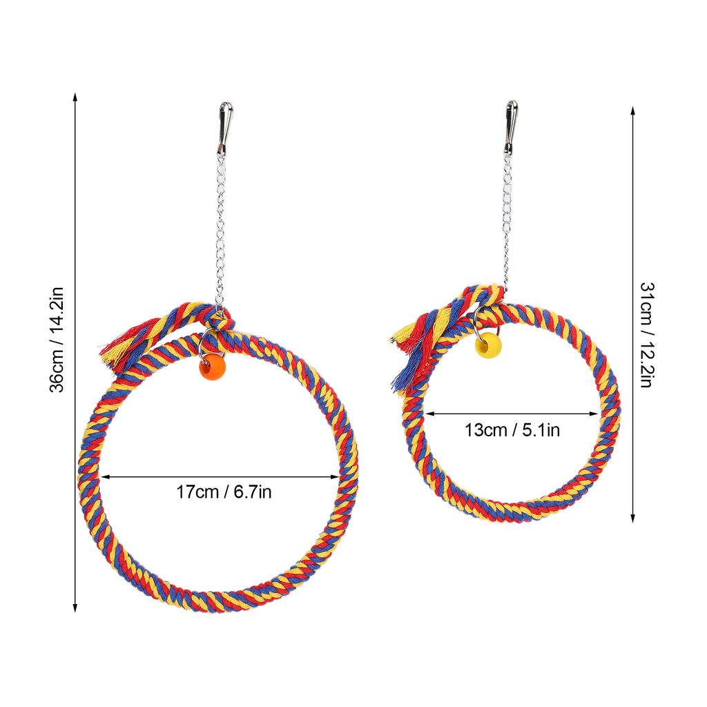 Vogel Schaukelspielzeug Baumwolle Rundes Hängeseil Spielzeug Vogelkäfig Ständer Haustier Zubehör(OrangeGrün )