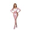 Hollow Open Gear Hanging Fine Net Transparent Temptation Skeleton Pink Erotic Lingerie Ladies Sexy Slim One-piece Suit