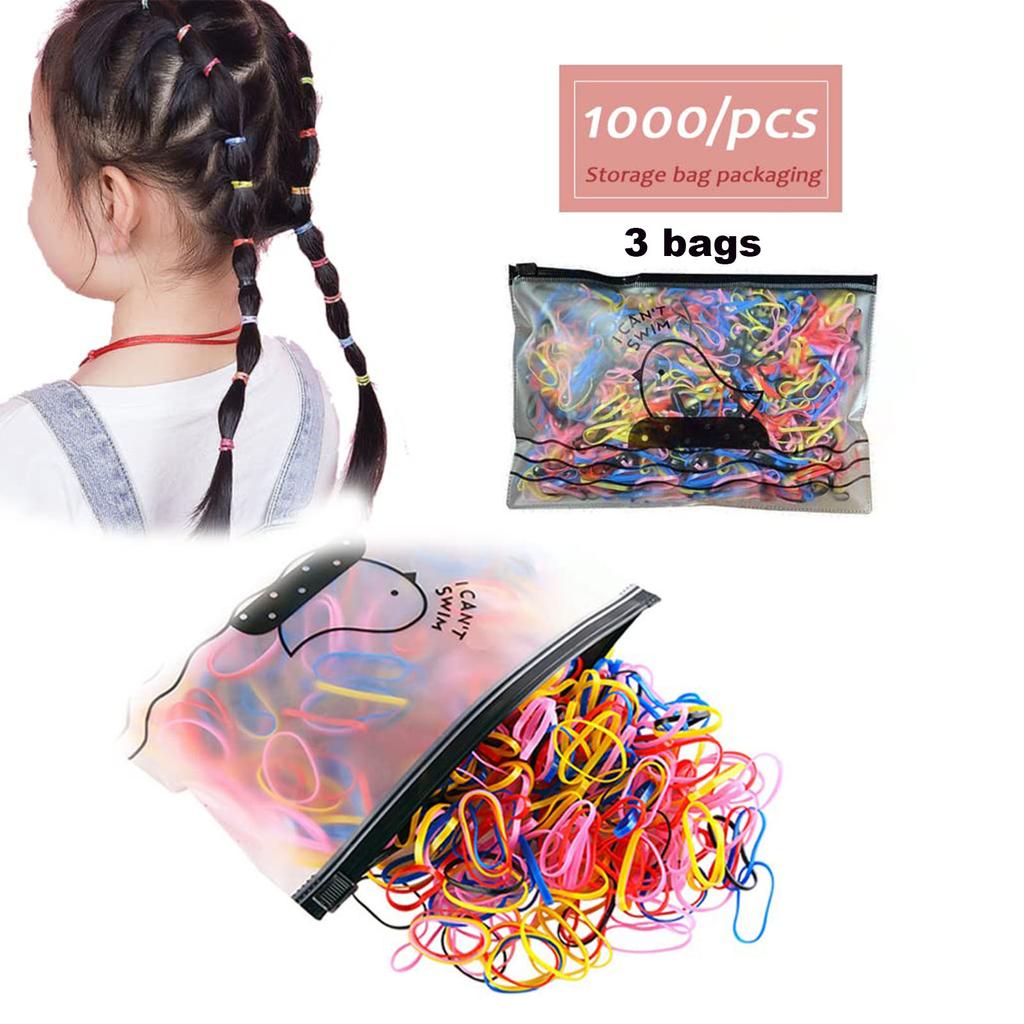 3000pcs Hair Rubber Bands Disposable Soft Elastic Hair Ties Women Girls Small Tiny Colorful Disposable Rubber Bands