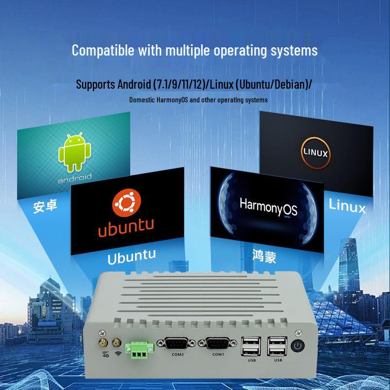 RK3568 Fanless Mini PC with Dual Gigabit Ethernet - Industrial Control Edge Computer Android Mini Industrial Control Host
