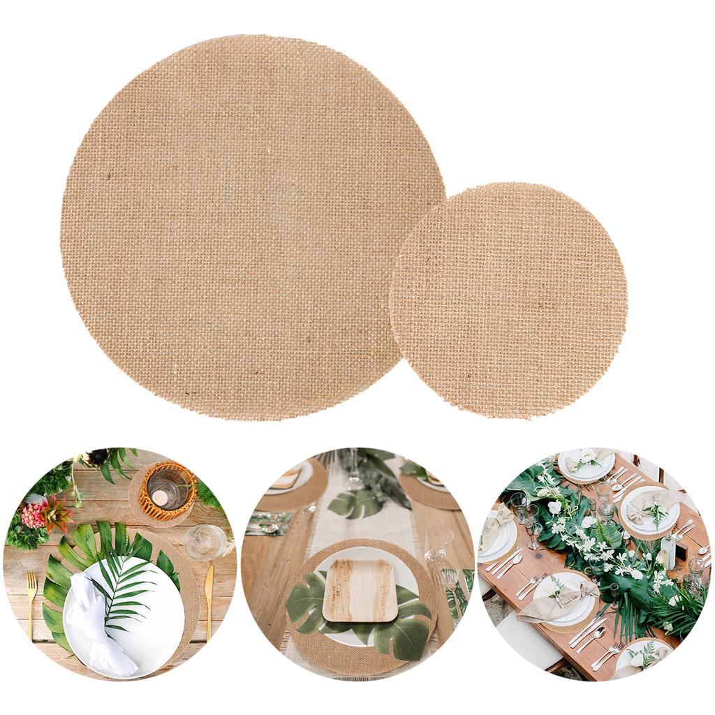 10pcs Round Natural Jute Burlap Fabric Table Mat Tea Cup Coaster Pads Vintage Rustic Wedding Decoration Christmas Party Supplies