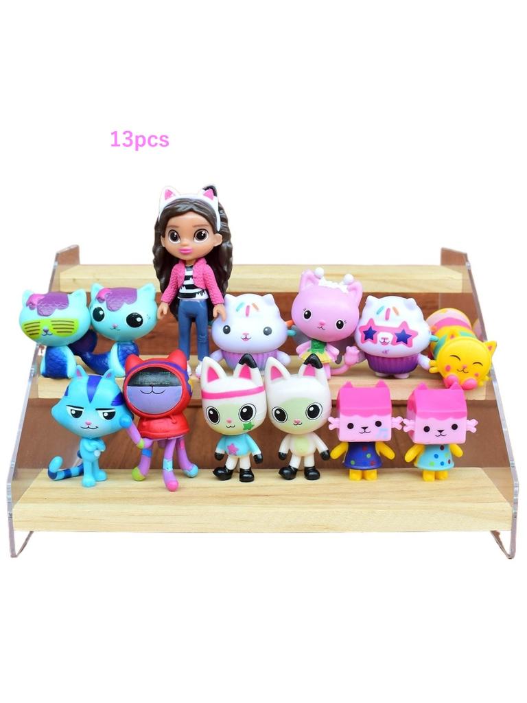 10/13pcs/Kit Animation Design Gabby Dollhouse Animation Figure Plaything POLYVINYL CHLORIDE Miniature Smiling Car Cat Hug Gaby Statues Figures For