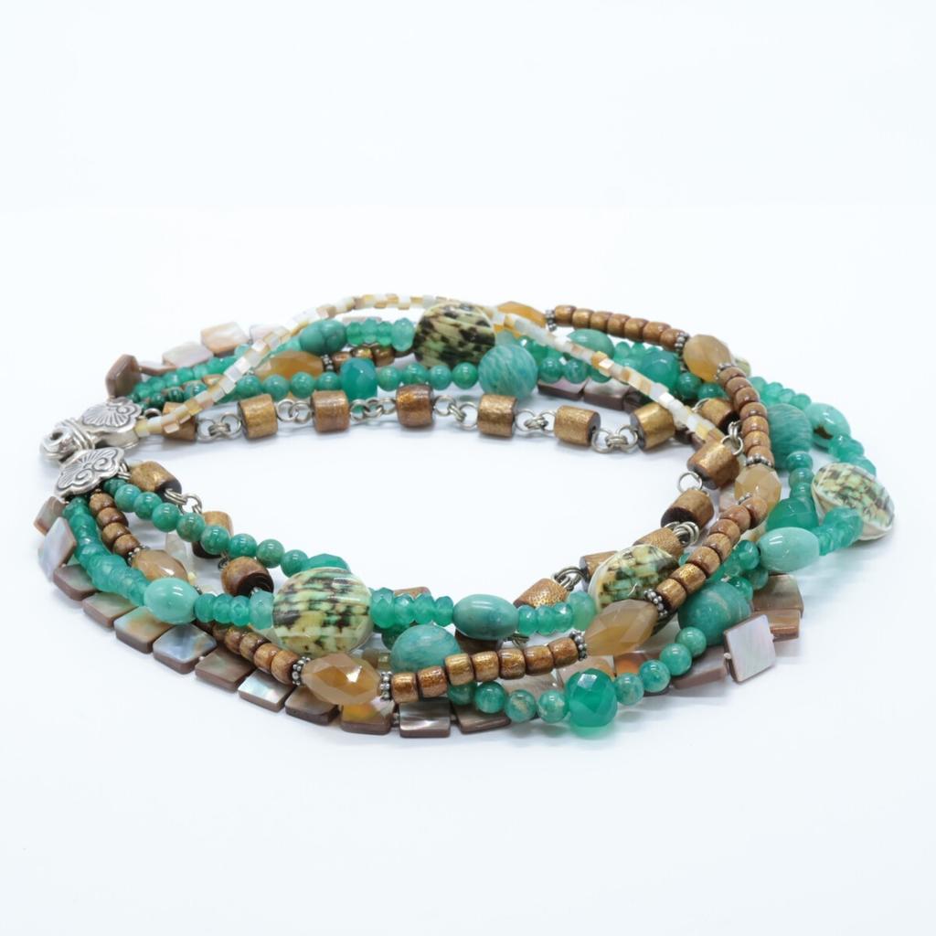 STEPHEN DWECK 925 Turquoise, Pearl, Quartz, Natural Stone Multi-Stone Necklace SilverUsed