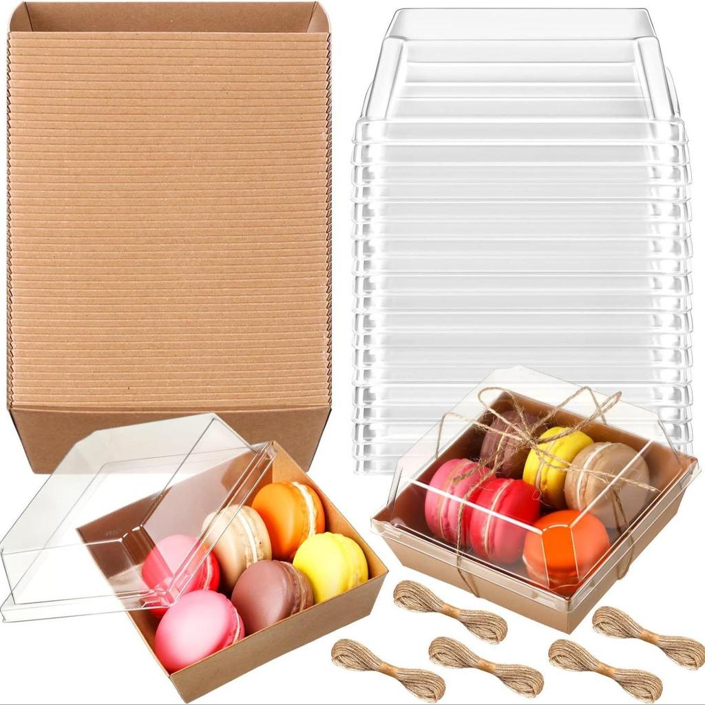 10pcs Transparent Baking Sandwich Packaging Boxes, Dessert Cake Boxes, Snow Skin Mooncake Layered Food Takeout Containers