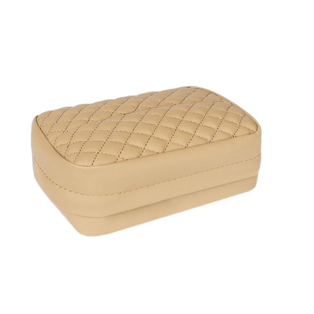 

Side Storage Pockets Leather Car Tissue Box with Fix Strap Car Console Console Pillow Trucks бежевый