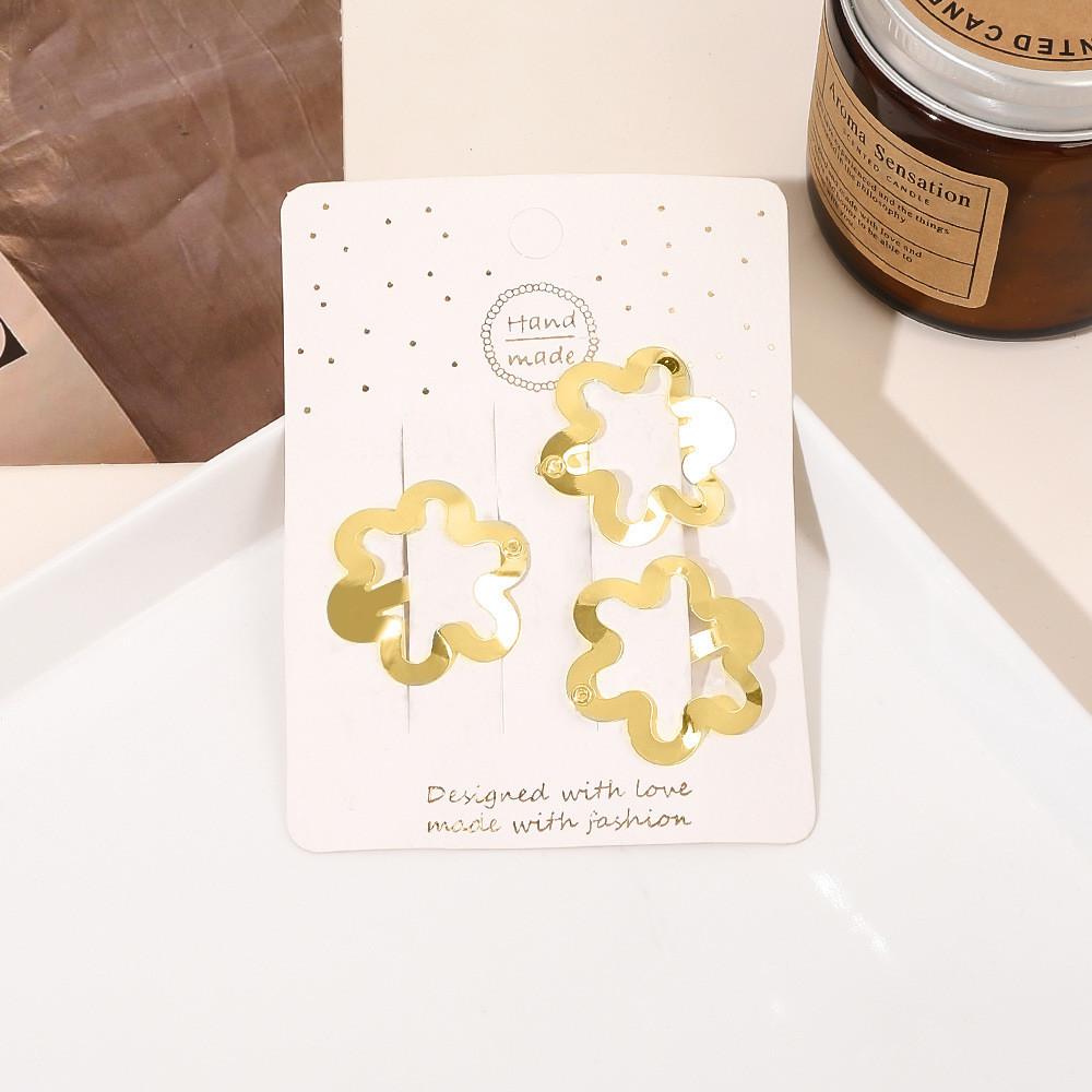 Épingles à cheveux simples givrées pour filles, 3 pièces, pinces à cheveux carrées, ovales, Triangle, pour enfants, épingles à cheveux, cliquez sur clac