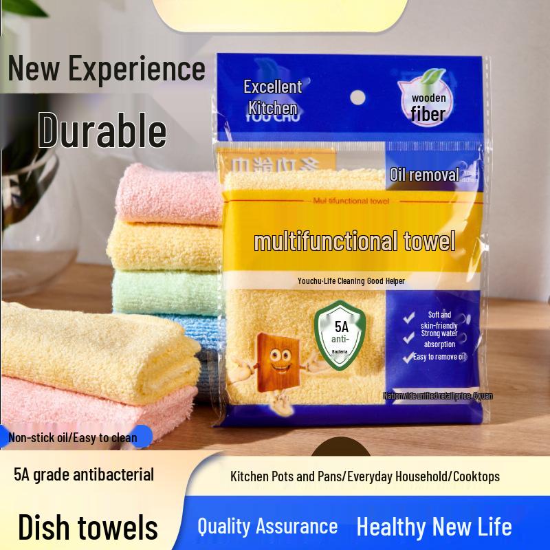 Non-Stick Wood Fiber Dishcloth - Superior Chef Grade, Thick, Oil-Free Cleaning Rag