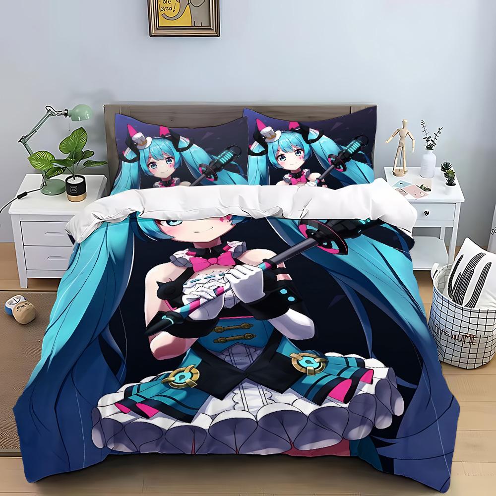 Hatsune Miku Anime Duvet Cover Pillowcase Bedding Set Adult Boy Girl Bedroom Decoration Children Gift Single Double Large Size