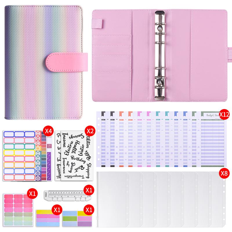 Gradient Stripe Loose-Leaf Planner - Trendy Student Notes Book